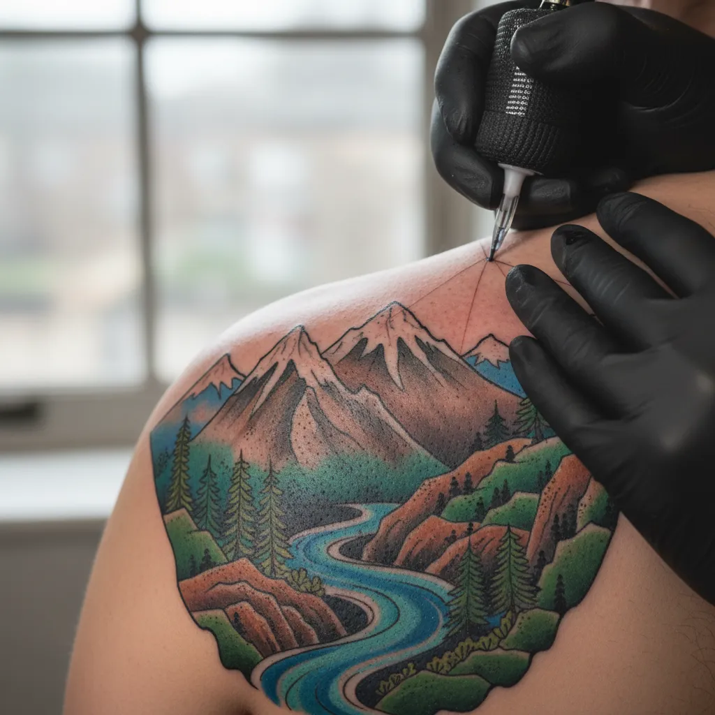 mountain-and-river tattoo