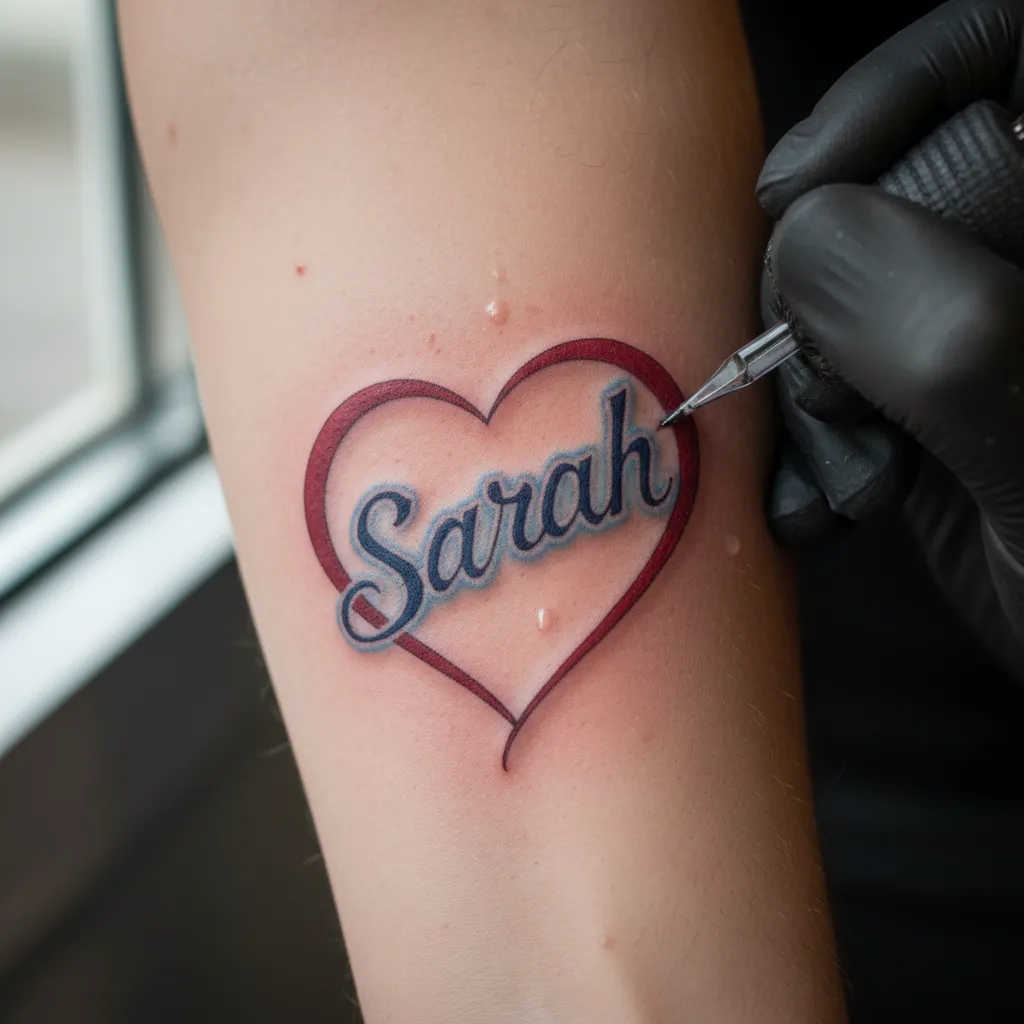 name-inside-a-heart tattoo