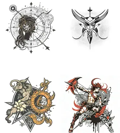durga goddess Sagittarius tattoo design idea